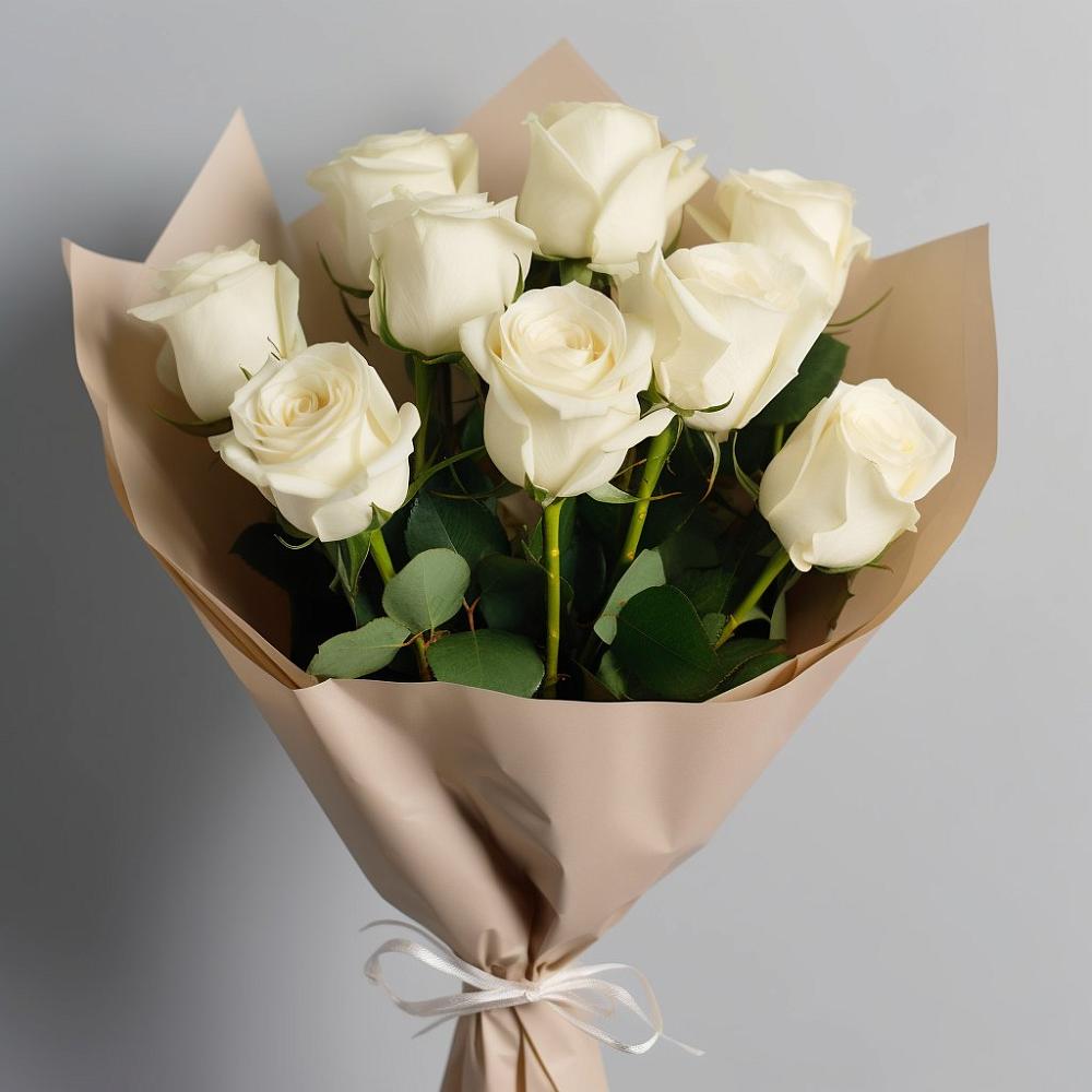 9 Белых роз Эдлесс Лав в Псебае Букет 9 Белых роз Эдлесс Лав в Псебае