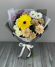 Букет цветов из:  Розы, Герберы и Хризантемы в Псебае