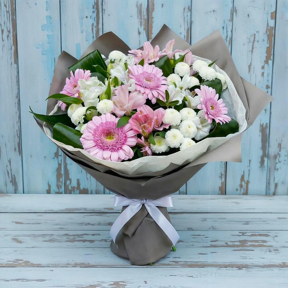 Букет цветов из: Герберы, Альстромерии и Хризантемы в Псебае